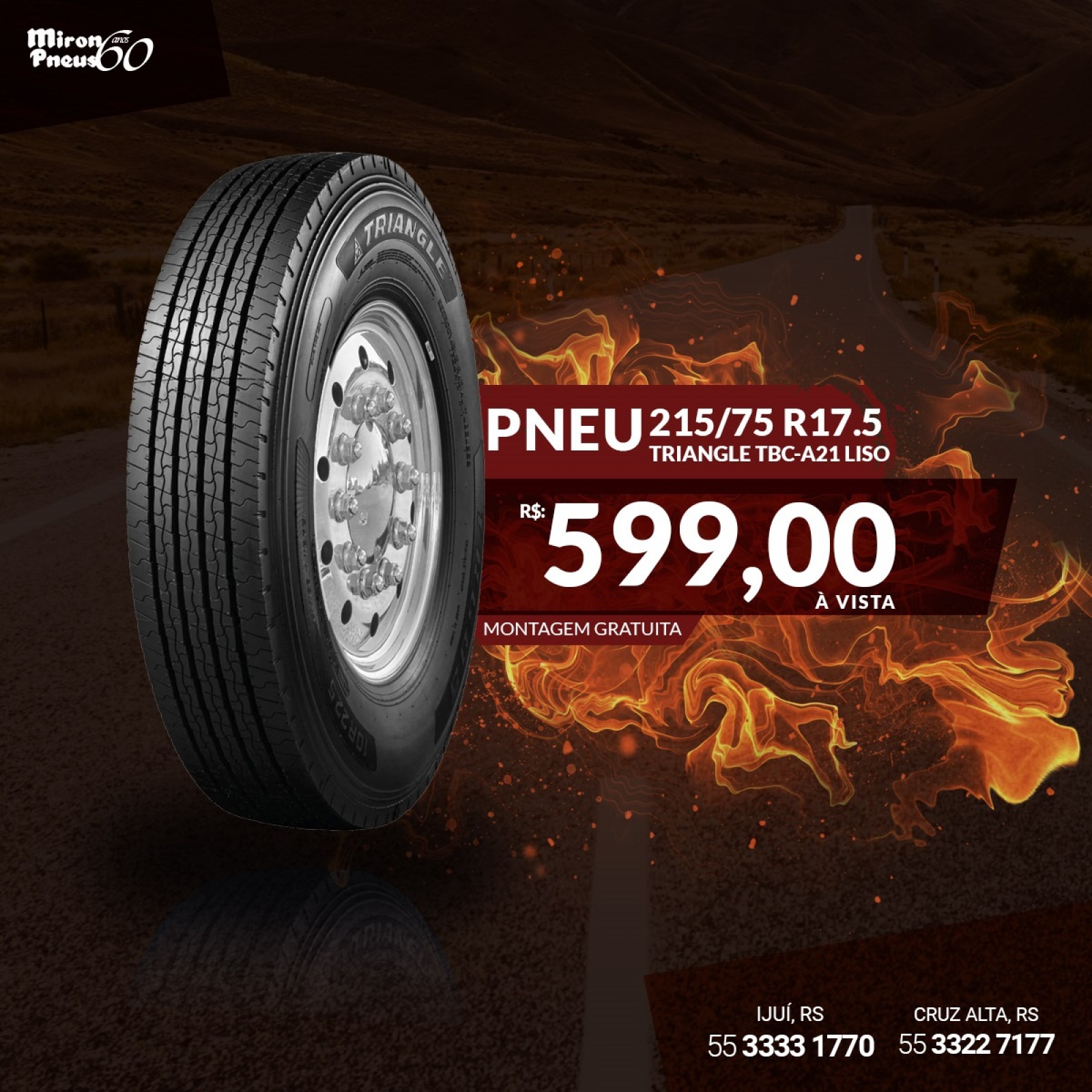 PNEU NOVO 215/75 R17.5 TRIANGLE TBC- A21 Liso