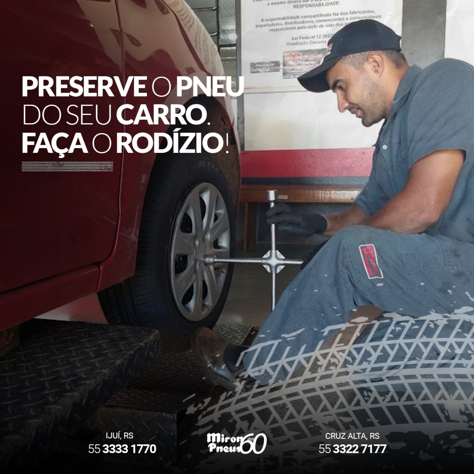 Preserve o pneu do seu carro. Faça o rodízio!