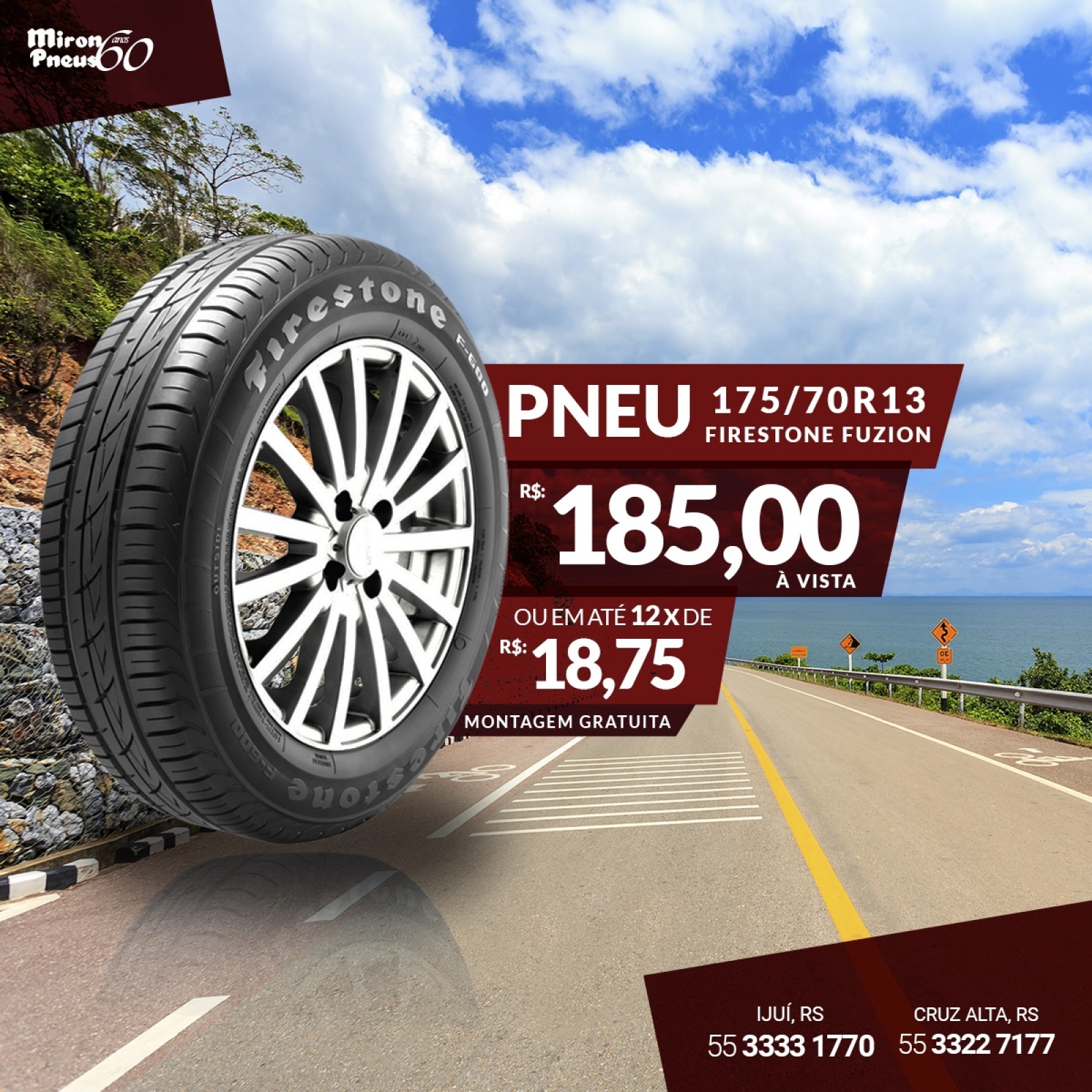 Pneu Novo 175/70 R13 Firestone Fuzion