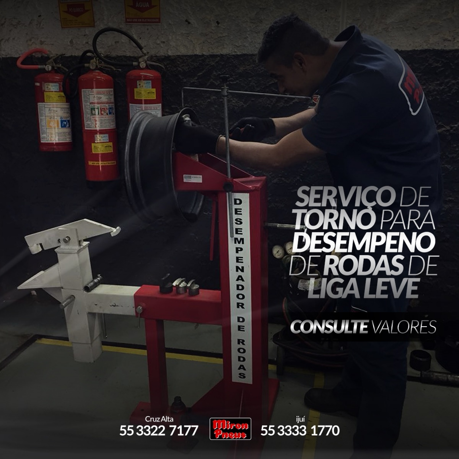 Serviço de torno para desempeno de rodas de liga leve