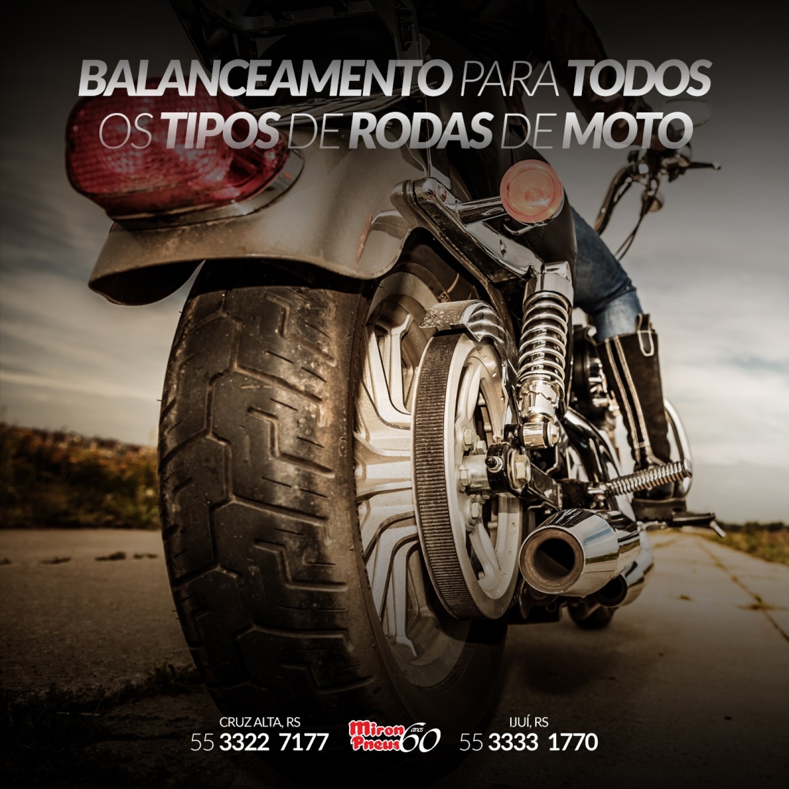 Balanceamento para todos os tipos de rodas de moto.